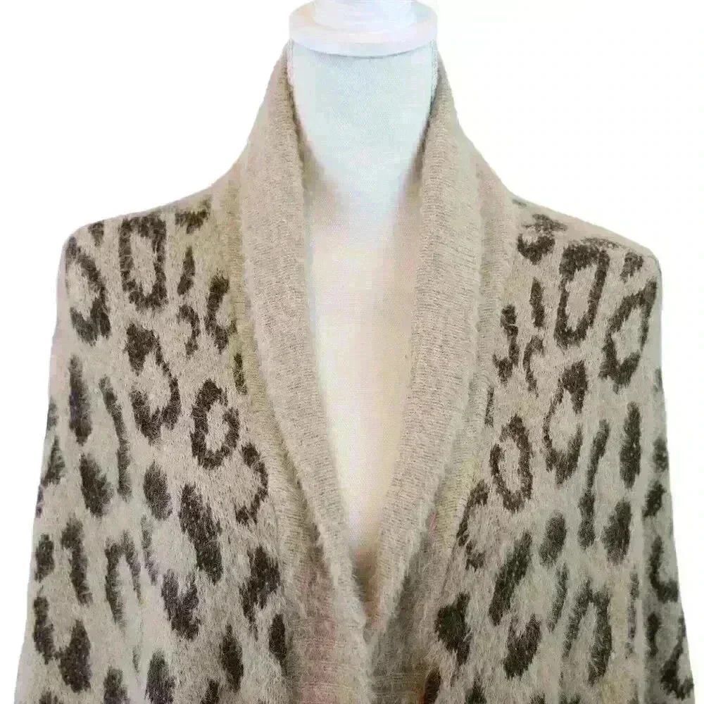 Look By M Cheetah Print Fuzzy Open-Front Cardigan… - image 2